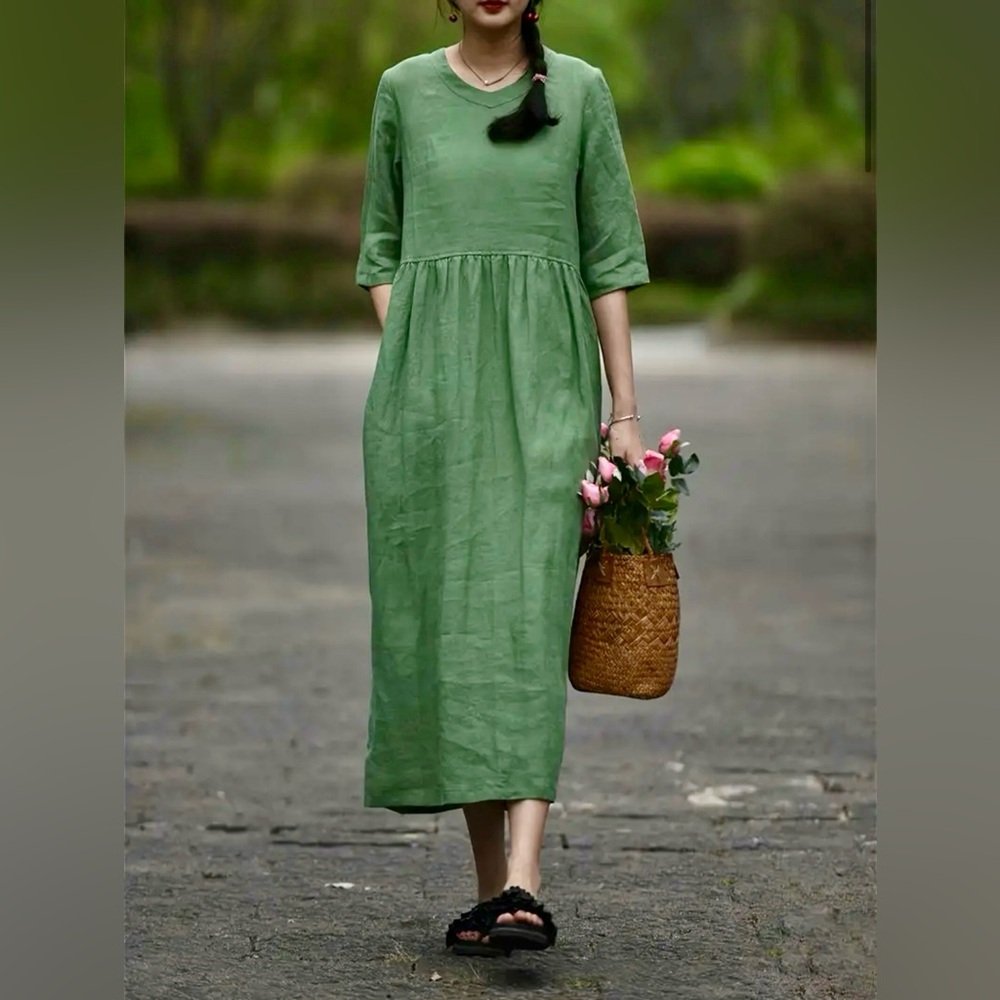 ZOEY New Linen Midi Dress